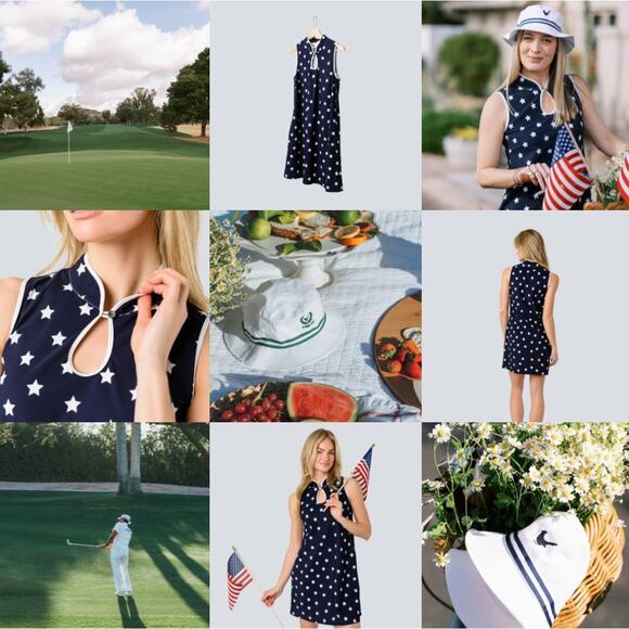 JayeBird Sport Emily Golf Active Mini Dress Navy Stars Patriotic Tuckernuck - Picture 4 of 8